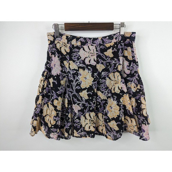 Free People Womens 8 End of the Island Godet Purple Floral High Waist Mini Skirt - Picture 3 of 12